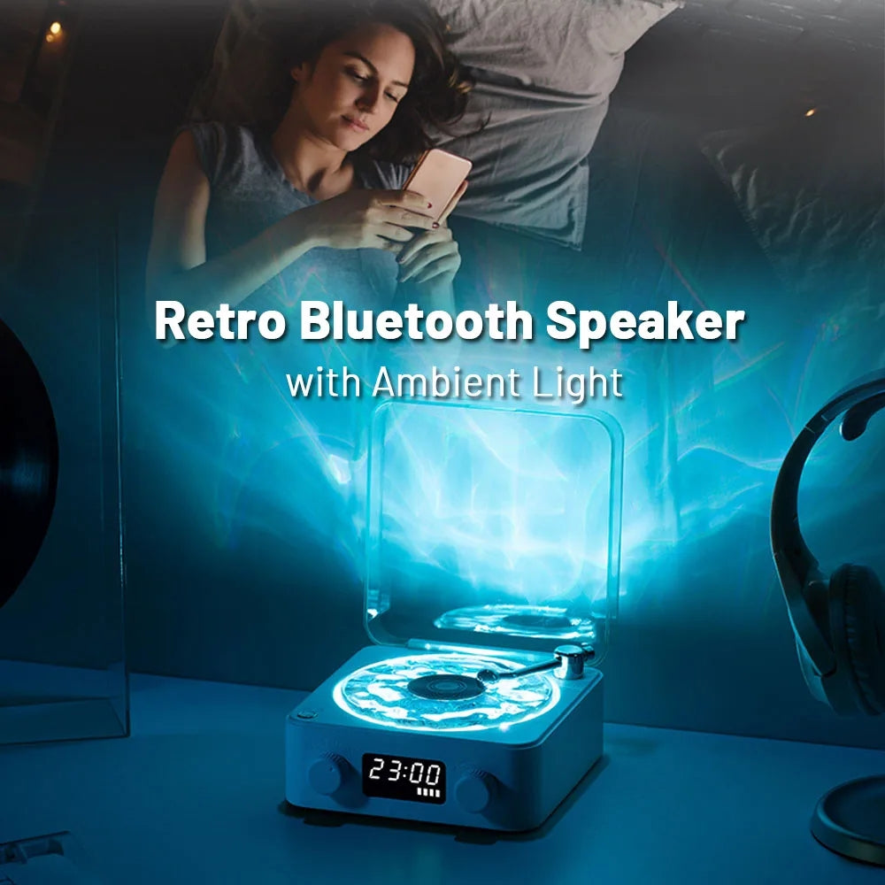 Waves Vinyl Player Portable Speaker with White Noise Dynamic RGB Light Retro Vintage Sleep Aid Turntable Speaker Home Theater Waves Vinyl Player Portable Speaker with White Noise Dynamic RGB Light Retro Vintage Sleep Aid Turntable Speaker Home Theater
